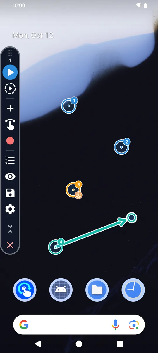 Nagi Clicker placing tap points over an app